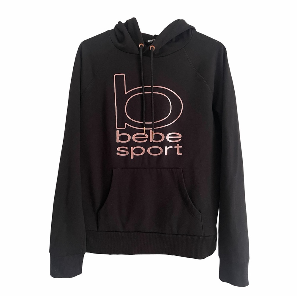 Bebe Sport Black Hooded Sweatshirt-Size Medium-EUC